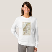 Schweden、Norwegen -スウェーデンおよびノルウェーの地図 Tシャツ (正面フル)