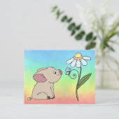 Schweinchen mit Blume Postkarte ポストカード (スタンド正面)