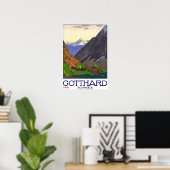 " Schweiz: 1914 - Gotthard Linie SBB Reise Werbe ポスター (ホームオフィス)
