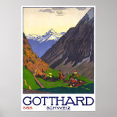 " Schweiz: 1914 - Gotthard Linie SBB Reise Werbe ポスター (正面)
