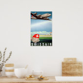 " Schweiz: 1948 - SWISSAIR Werbe Reise ... ポスター (キッチン)