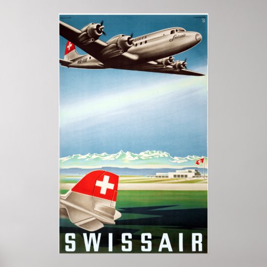 " Schweiz: 1948 - SWISSAIR Werbe Reise ... ポスター (正面)