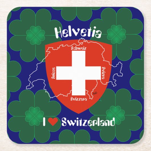 Schweiz Suisse Svizzera Svizra Switzerland スクエアペーパーコースター (正面)