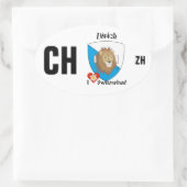 Schweiz Suisse Svizzera Svizra Switzerland Kleber 楕円形シール (バッグ)