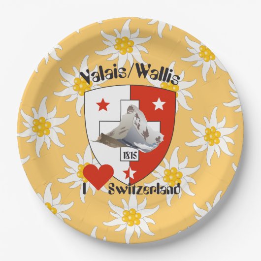 Schweiz Suisse Wallis Valais Teller ペーパープレート (正面)