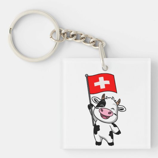 Schweizer Kuh Männer Basic T-Shirt キーホルダー (正面)