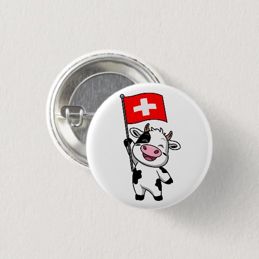 Schweizer Kuh Männer Basic T-Shirt 缶バッジ (正面&裏面)