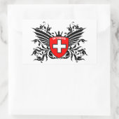 Schweizer Wappen mit  Flügel 長方形シール (バッグ)