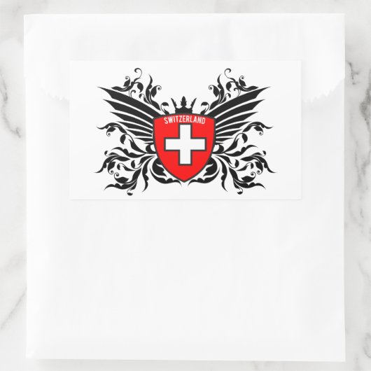 Schweizer Wappen mit  Flügel 長方形シール (バッグ)