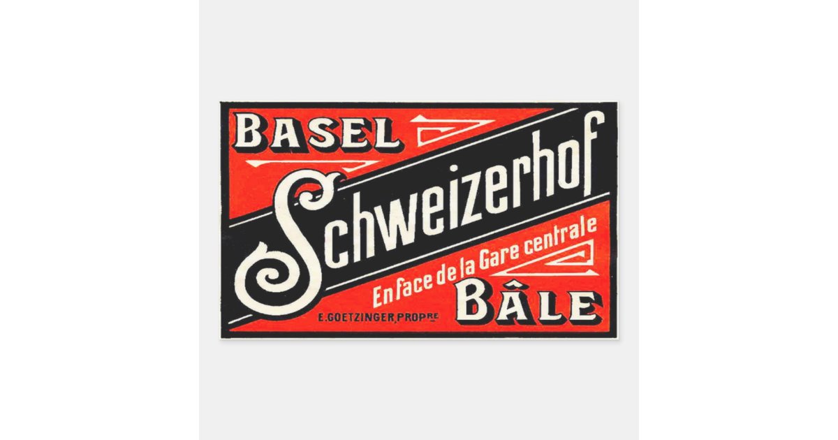 Schweizerhofのホテル(バーゼルBâleスイス連邦共和国) 長方形シール | Zazzle.co.jp