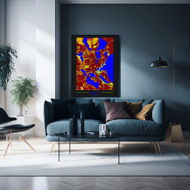 Schwerin Stadtplan Stadtzentrum im Kontrast ポスター