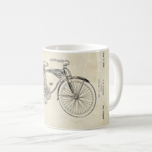 Schwinnの自転車のパテントのマグ コーヒーマグカップ (正面右)