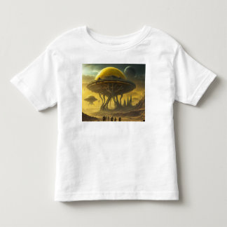 Sci-FiエイリアンワールドビュープラネットUfoタワー トドラーTシャツ