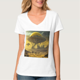 Sci-FiエイリアンワールドビュープラネットUfoタワー Tシャツ