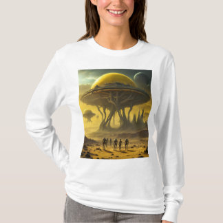 Sci-FiエイリアンワールドビュープラネットUfoタワー Tシャツ