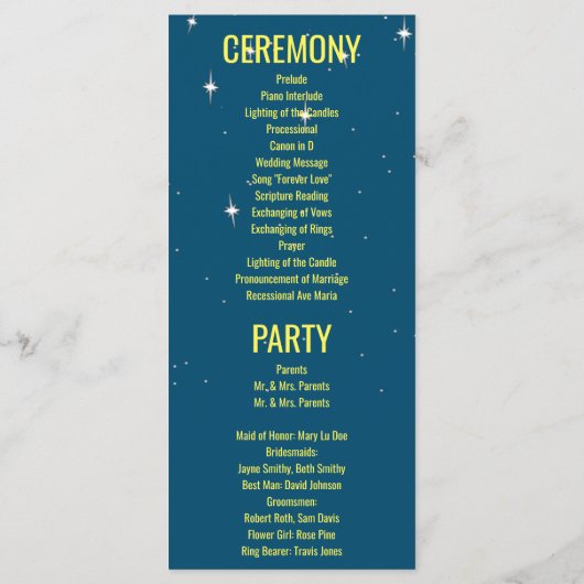 Sci Fiソーサー飛んでいる結婚式 プログラム (裏面)