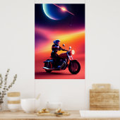 Sci-Fiデジタルアート&ウォールデコール、ファンタジーバイクもしくは自転車に乗る人 ポスター (キッチン)