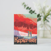 Sci-Fiトラベル広告、プラネットケプラー–186f ポストカード (スタンド正面)