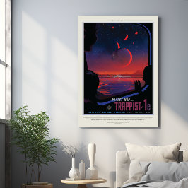 Sci-Fiトラベル広告、プラネットトラピスト–1e メタルプリント