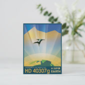 Sci-Fiトラベル広告、惑星HD 40307g ポストカード (スタンド正面)