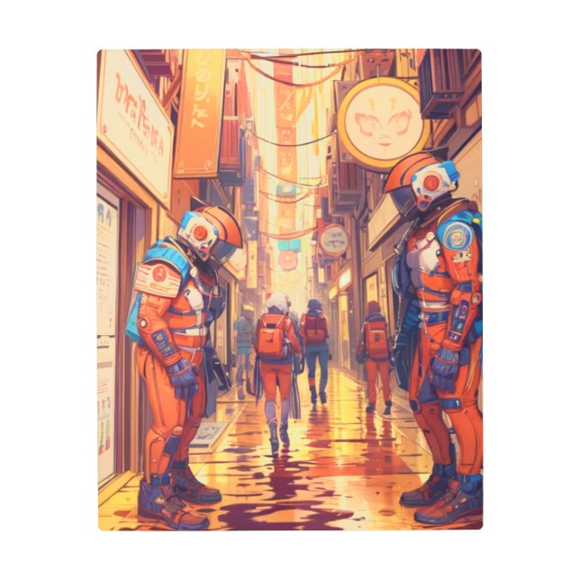 Sci-Fiメタルウォールアート未来的な風景 メタルプリント (正面)