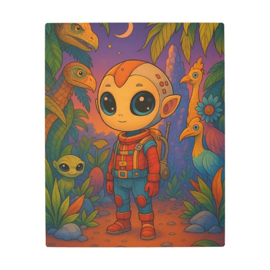 Sci-Fiメタルウォールアート未来的な風景 メタルプリント (正面)