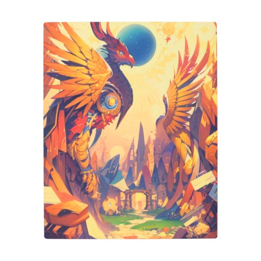 Sci-Fiメタルウォールアート未来的な風景 メタルプリント (正面)