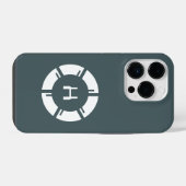 Sci-Fiモノグラムグレーの未来的な円 iPhoneケース (裏面横)