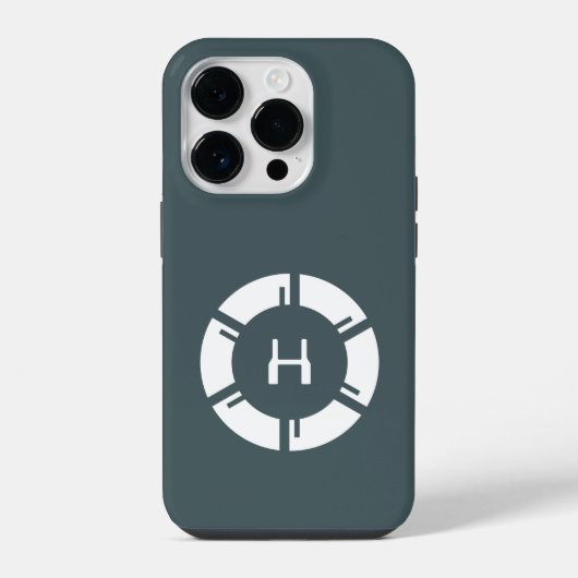 Sci-Fiモノグラムグレーの未来的な円 iPhoneケース (裏面)