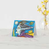 SCI FI宇宙ウィッチ&彗星キャットハロウィン空白の カード (黄色い花)