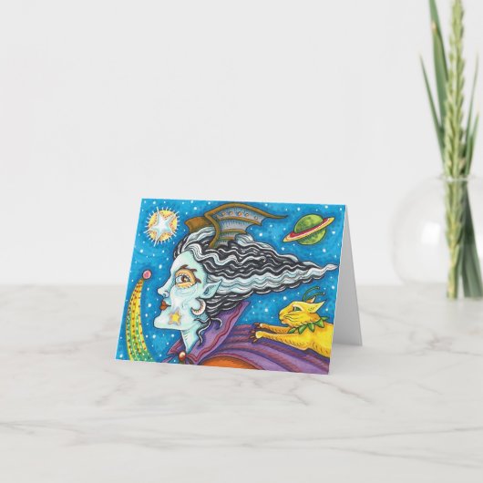 SCI FI宇宙ウィッチ&彗星キャットハロウィン空白の カード (正面)