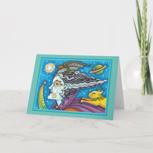 SCI FI宇宙ウィッチ&彗星キャットハロウィン空白の カード (正面)