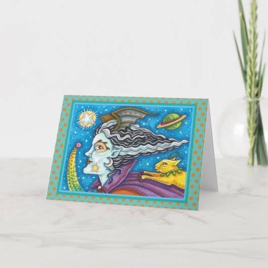 SCI FI宇宙ウィッチ&彗星キャットハロウィン空白の カード (正面)