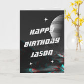 Sci-Fi宇宙3Dアナグリフ誕生日カード カード (黄色い花)