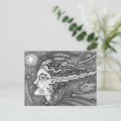 SCI FI宇宙WITCH & COMET CAT BLK/WHT HALLOWEEN シーズンポストカード (スタンド正面)