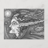 SCI FI宇宙WITCH & COMET CAT BLK/WHT HALLOWEEN シーズンポストカード (正面)