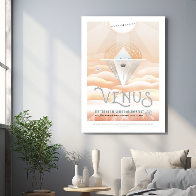 Sci-Fi旅行広告、惑星ビーナス メタルプリント (クリエイターアップロード済み)