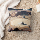 Sci-Fi構造を持つ超現実的な砂漠オアシス クッション (ブランケット)