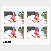 Sci Fi雌サイボーグ 長方形シール (シート)