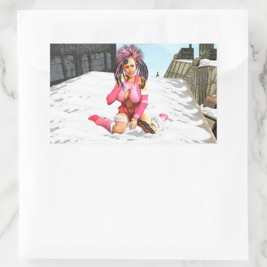 Sci Fi雌サイボーグ 長方形シール (バッグ)