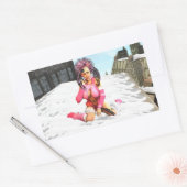 Sci Fi雌サイボーグ 長方形シール (封筒)