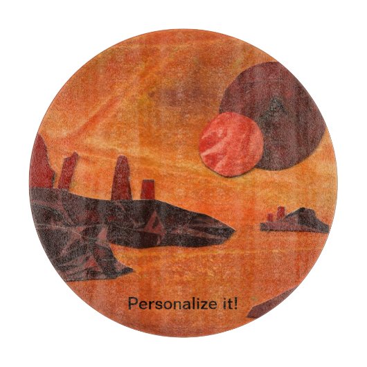 Sci-Fi "火の海"二重の太陽、溶岩海世界 カッティングボード (正面)