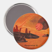 Sci-Fi "火の海"二重の太陽、溶岩海世界 マグネット (正面/裏面)