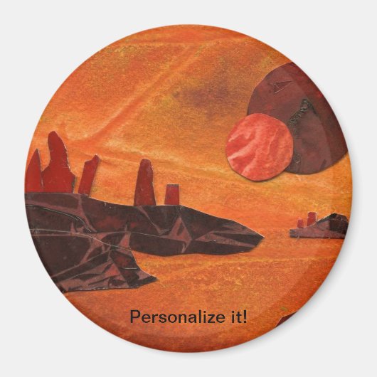 Sci-Fi "火の海"二重の太陽、溶岩海世界 マグネット (正面)