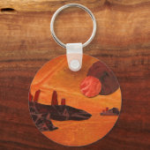 Sci-Fi "火の海"二重の太陽、溶岩海 キーホルダー (正面)