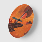 Sci-Fi "火の海"二重の太陽、溶岩海 ラウンド壁時計 (傾斜)