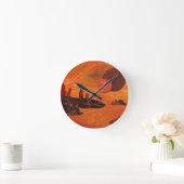 Sci-Fi "火の海"二重の太陽、溶岩海 ラウンド壁時計 (ホーム)