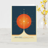 Sci-Fi Ad、オレンジ原子時計、深い宇宙 カード (黄色い花)