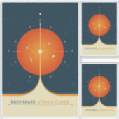 Sci-Fi Ad、オレンジ原子時計、深い宇宙 シール (正面)