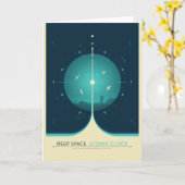 Sci-Fi Ad、ブルーアトミック時計、深い宇宙 カード (黄色い花)